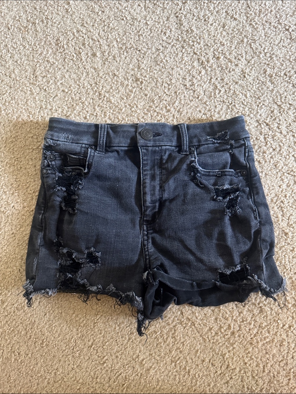American Eagle Outfitters Black Distressed Denim Cutoff Shorts